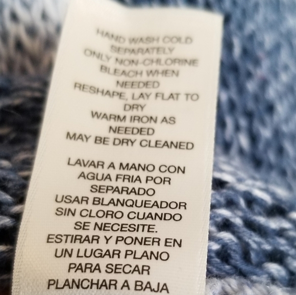 Chico's blue crochet asymmetrical hem cotton blend sweater SZ Med - Picture 5 of 8